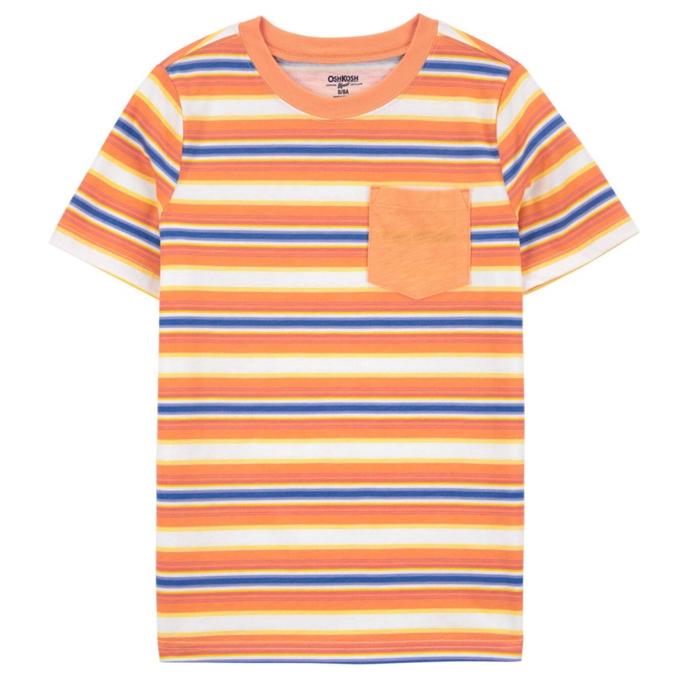 OshKosh Boys Striped Pocket Short Sleeve Tee Shirt